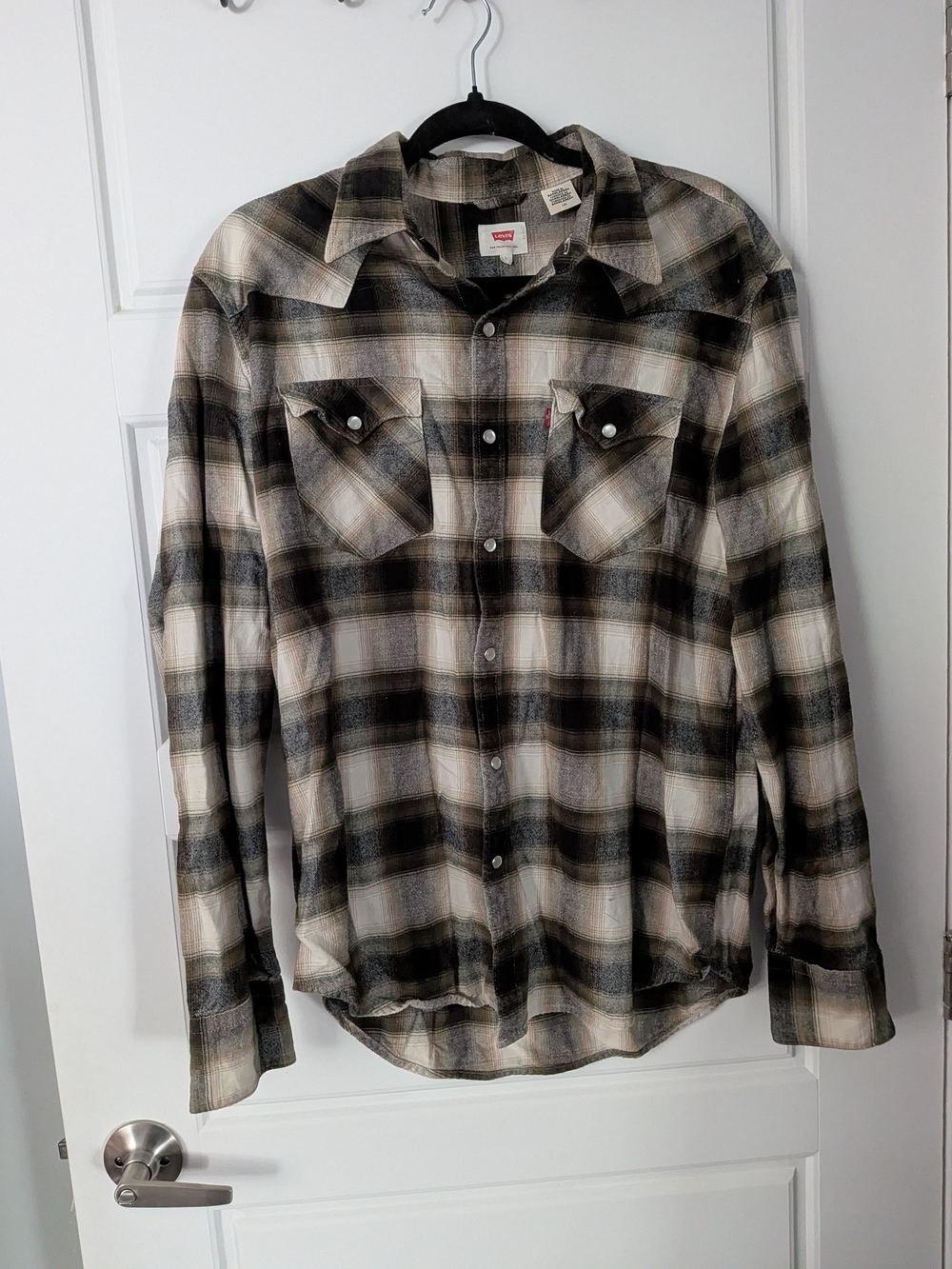 Levi's Green and Cream Plaid Western Shirt